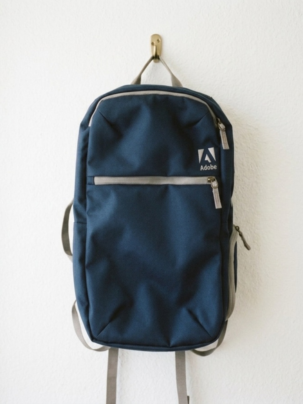 Adobe Backpack Computer Travel Bag Blue Tan Gold Padded Adjustable Pockets